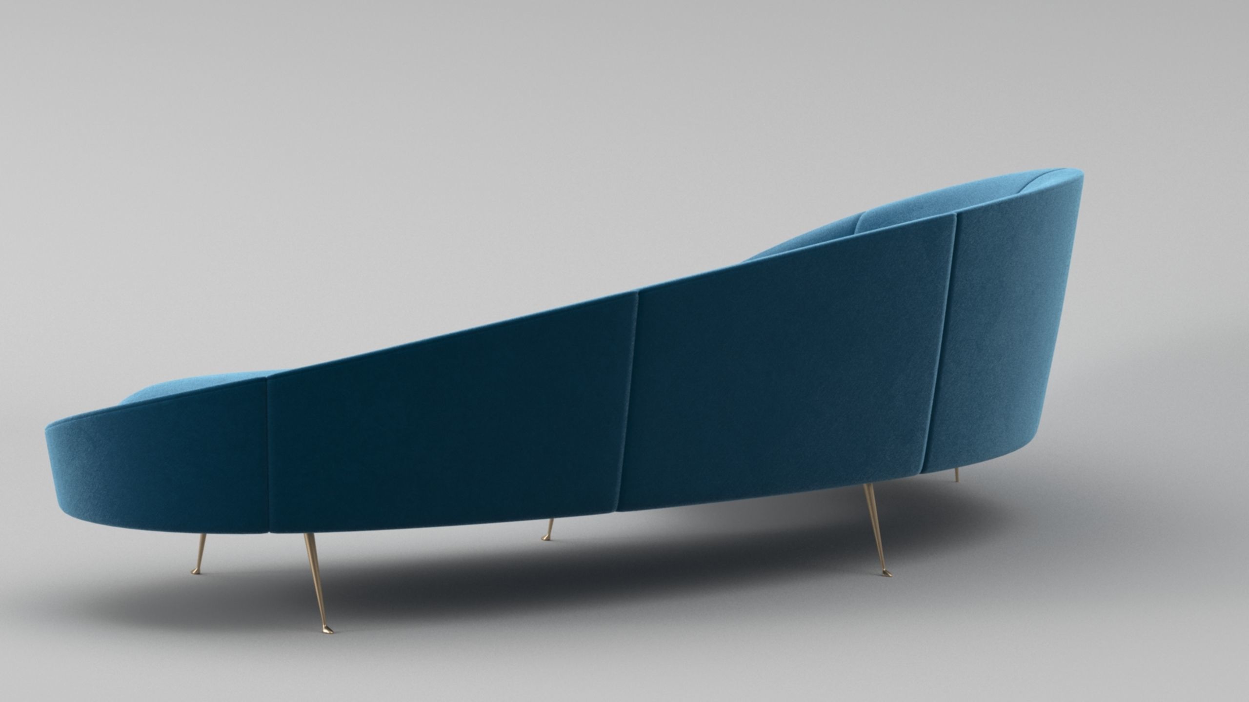 Ico Parisi Style Modern Curved Sofa 02  With Pro Studio Scene 3D model_4