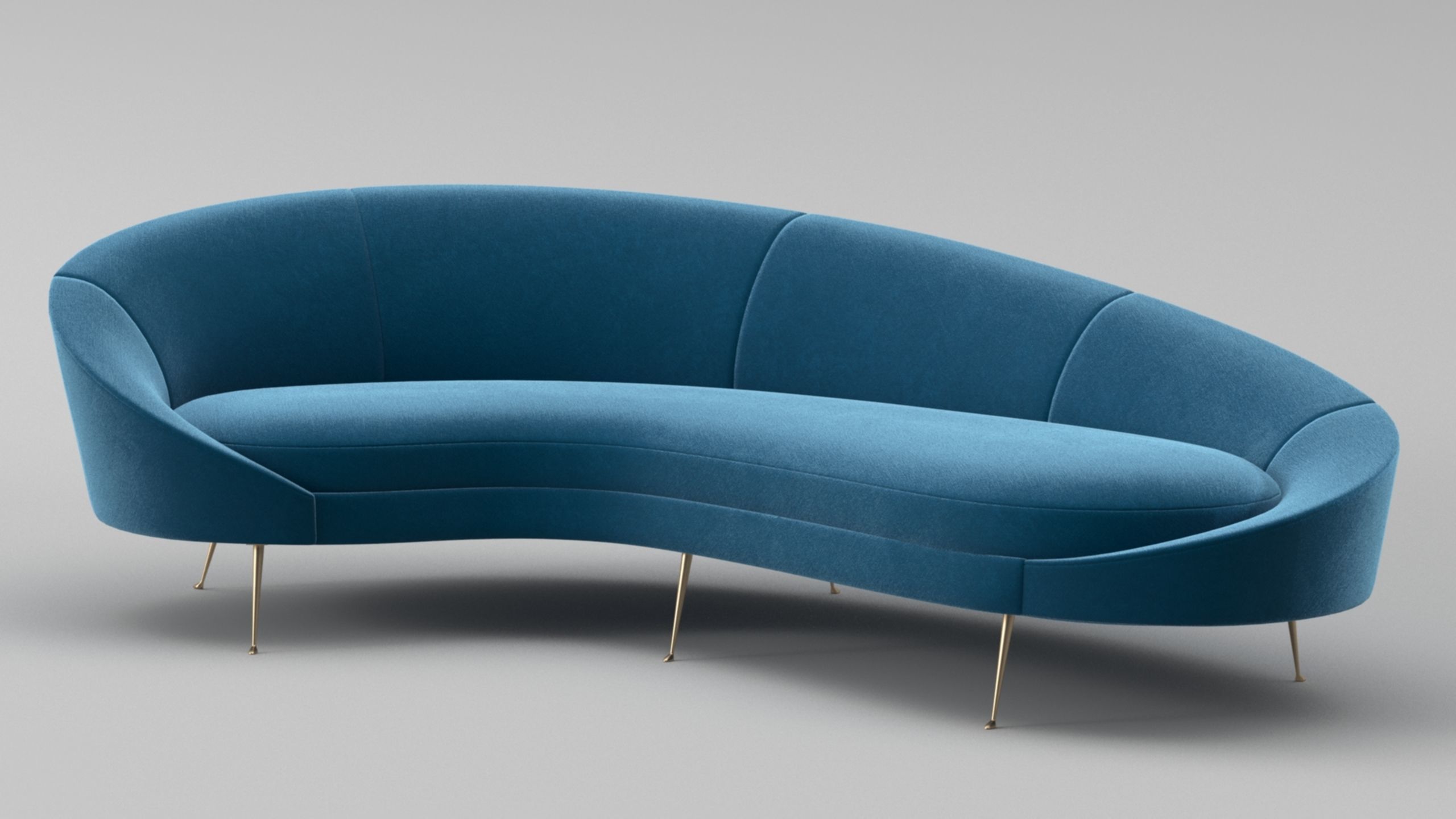Ico Parisi Style Modern Curved Sofa 02  With Pro Studio Scene 3D model_1