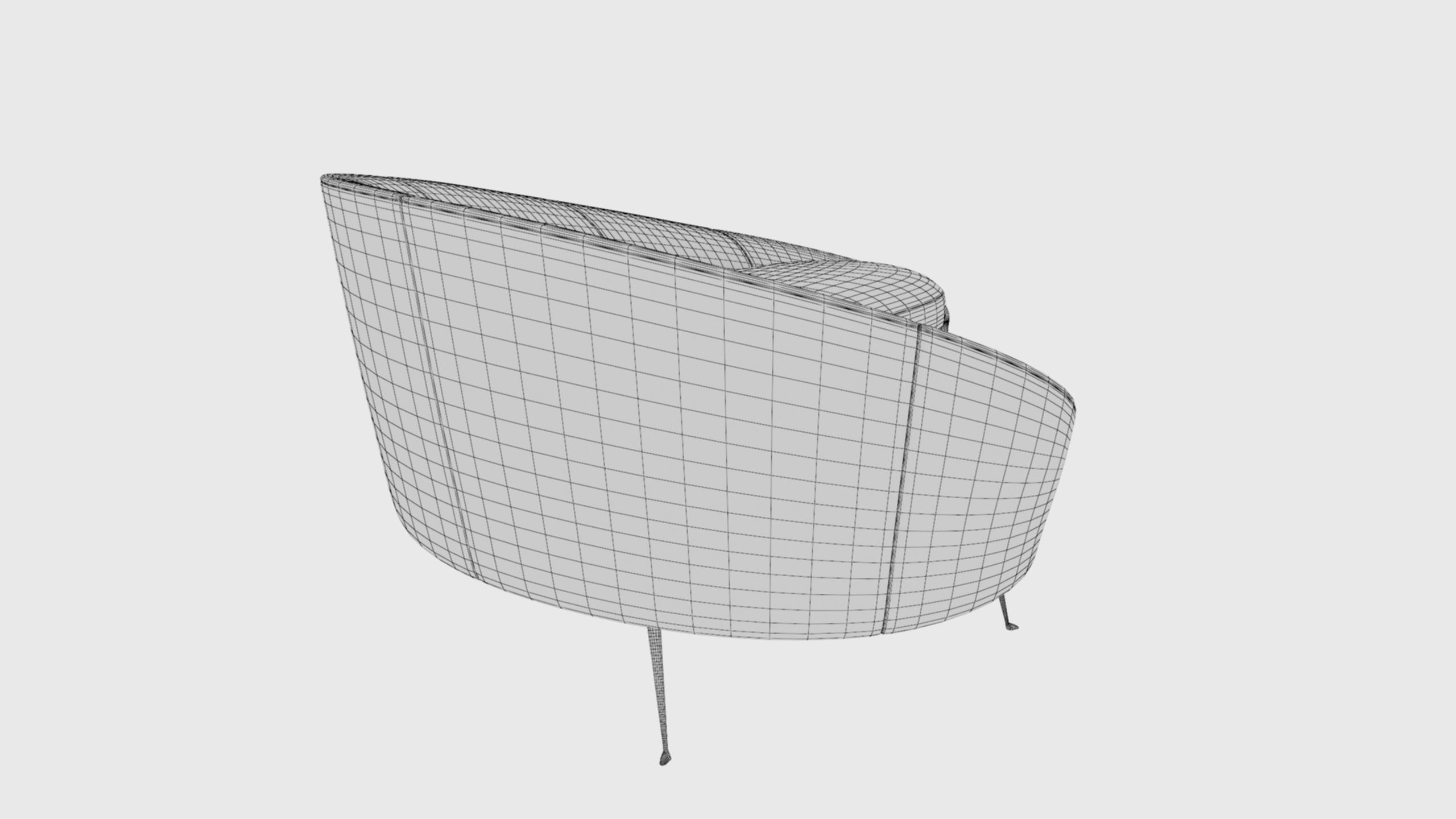 Ico Parisi Style Modern Curved Sofa 02  With Pro Studio Scene 3D model_17