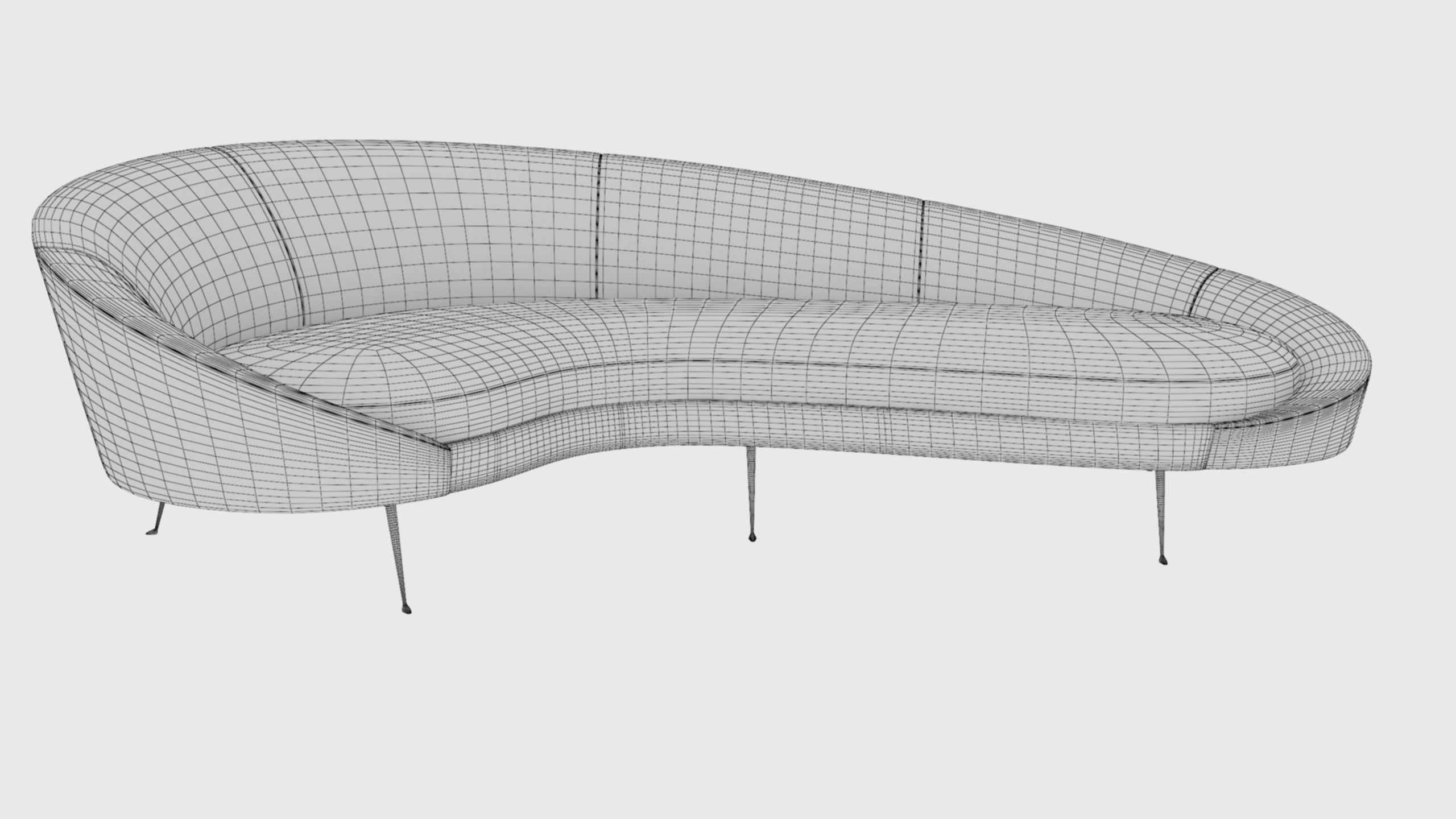Ico Parisi Style Modern Curved Sofa 02  With Pro Studio Scene 3D model_22