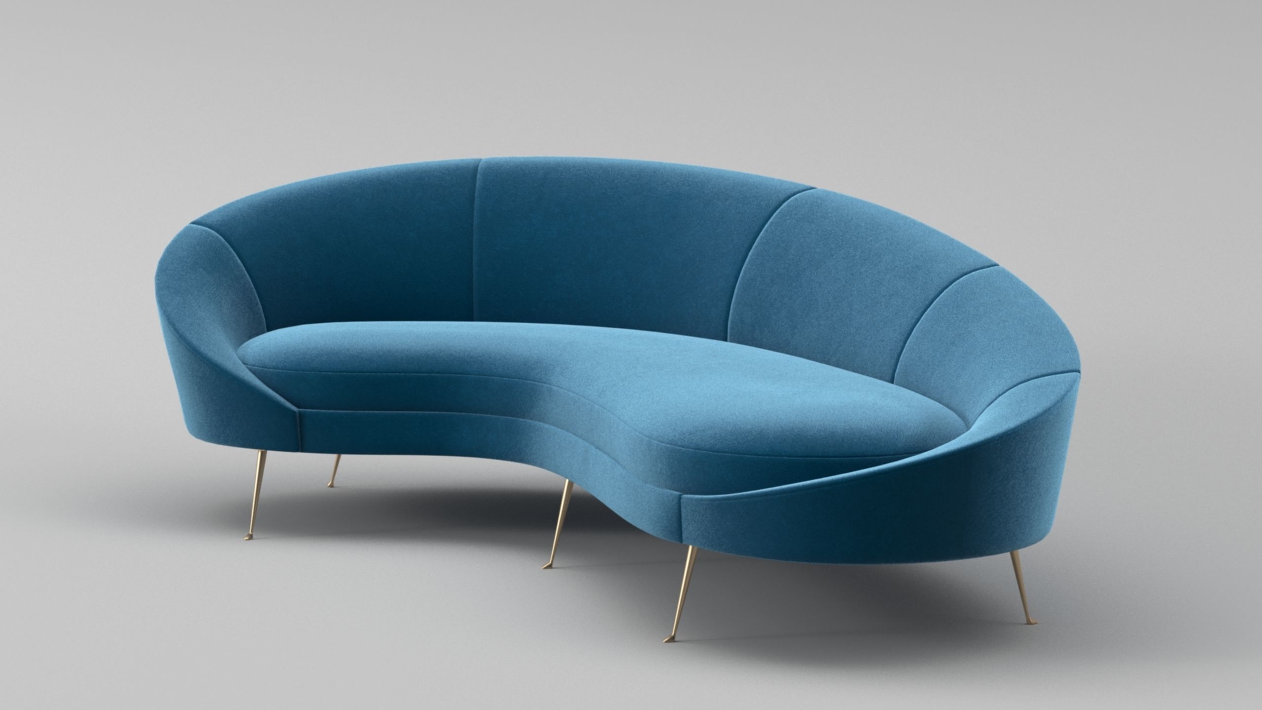 Ico Parisi Style Modern Curved Sofa 02  With Pro Studio Scene 3D model_2