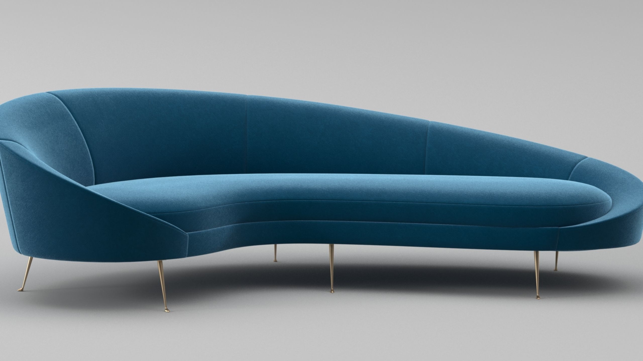 Ico Parisi Style Modern Curved Sofa 02  With Pro Studio Scene 3D model_9