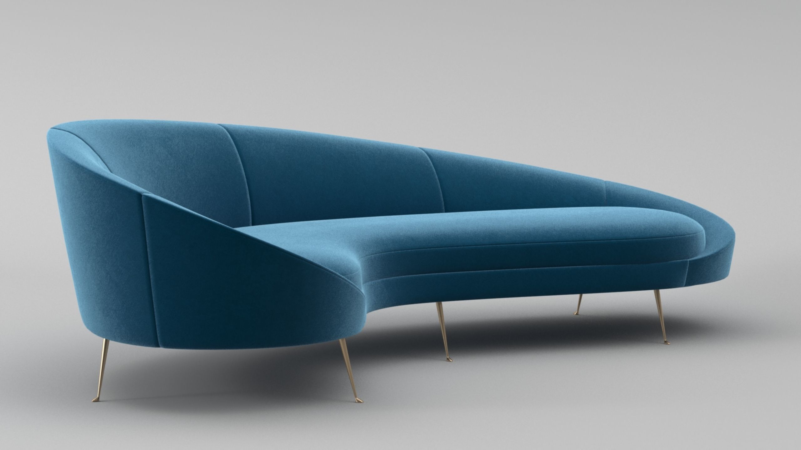 Ico Parisi Style Modern Curved Sofa 02  With Pro Studio Scene 3D model_8