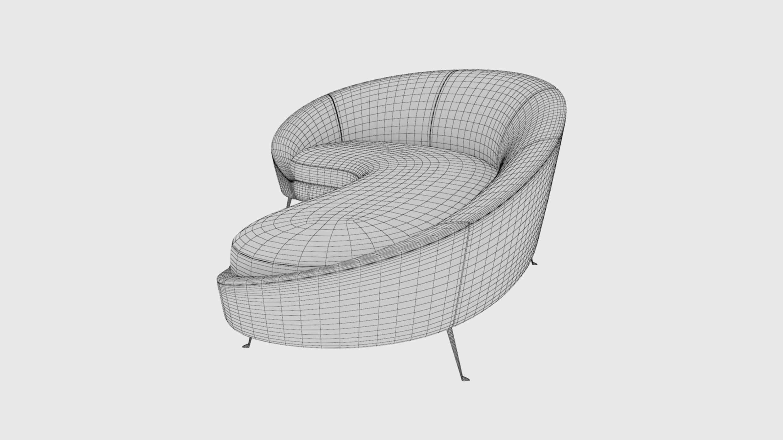 Ico Parisi Style Modern Curved Sofa 02  With Pro Studio Scene 3D model_13