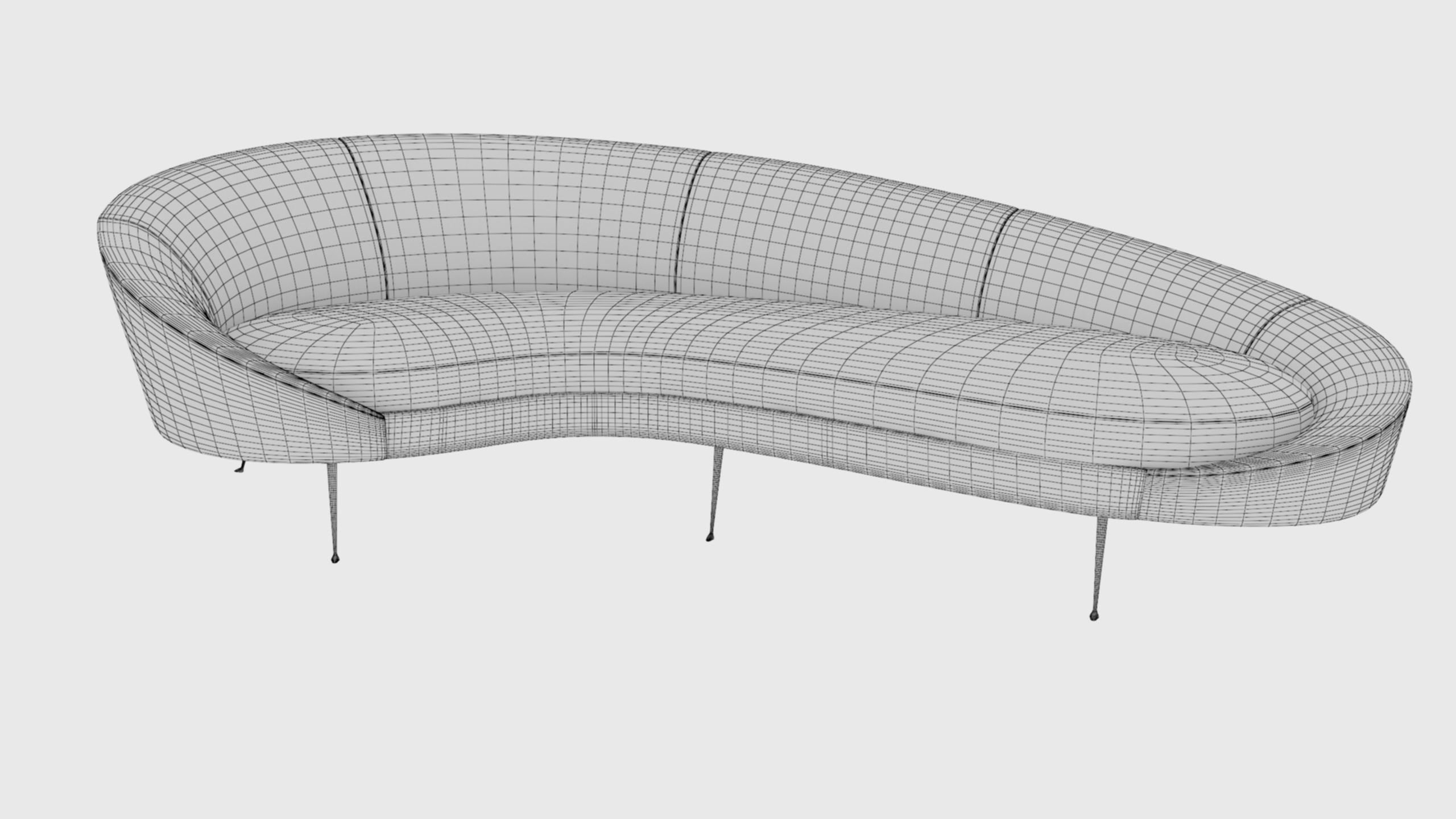 Ico Parisi Style Modern Curved Sofa 02  With Pro Studio Scene 3D model_27