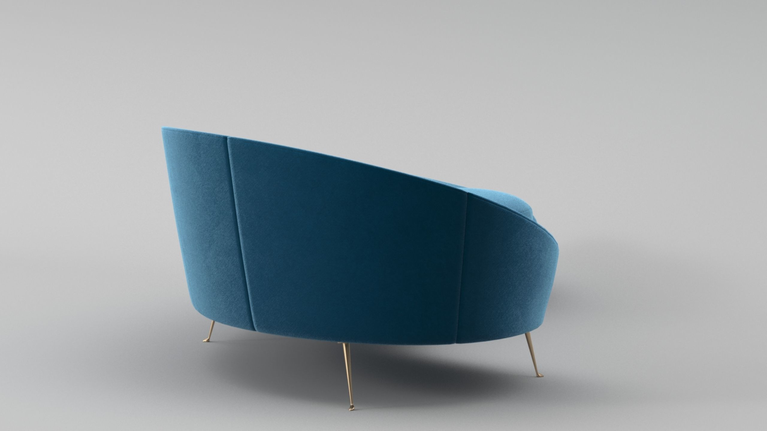 Ico Parisi Style Modern Curved Sofa 02  With Pro Studio Scene 3D model_7