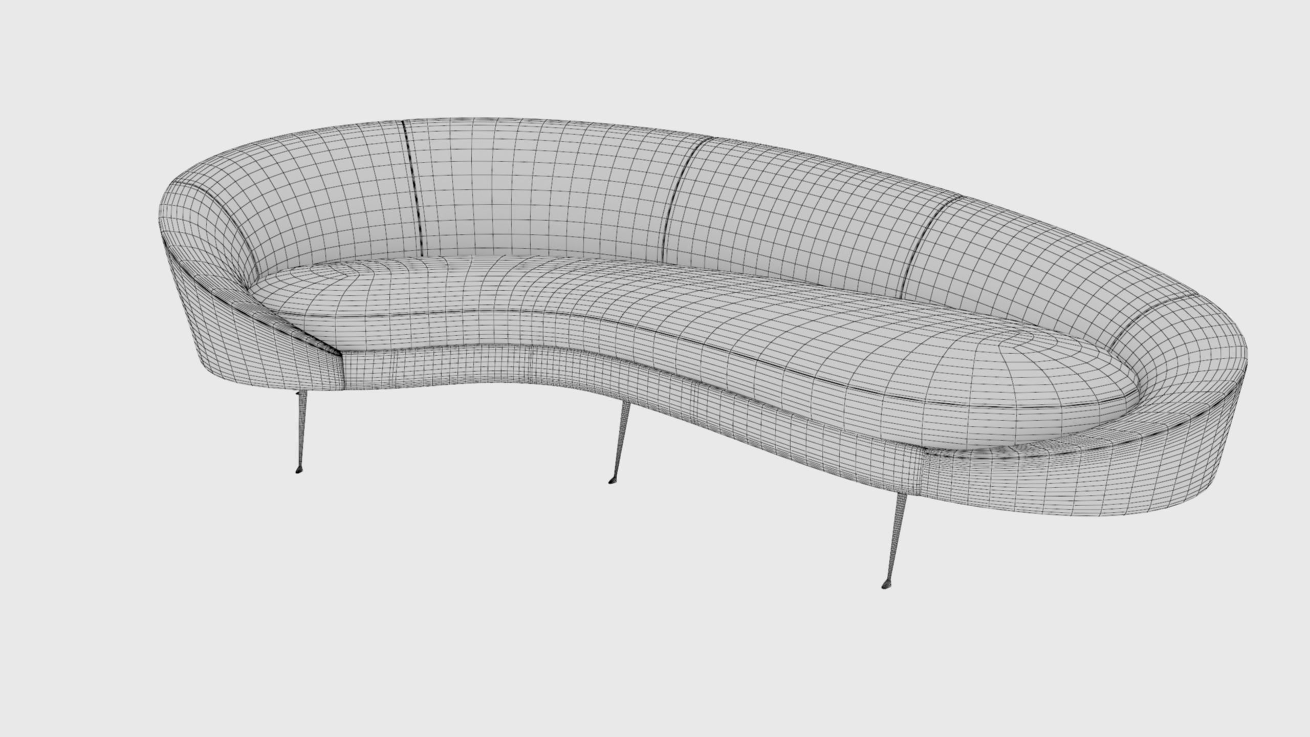 Ico Parisi Style Modern Curved Sofa 02  With Pro Studio Scene 3D model_14