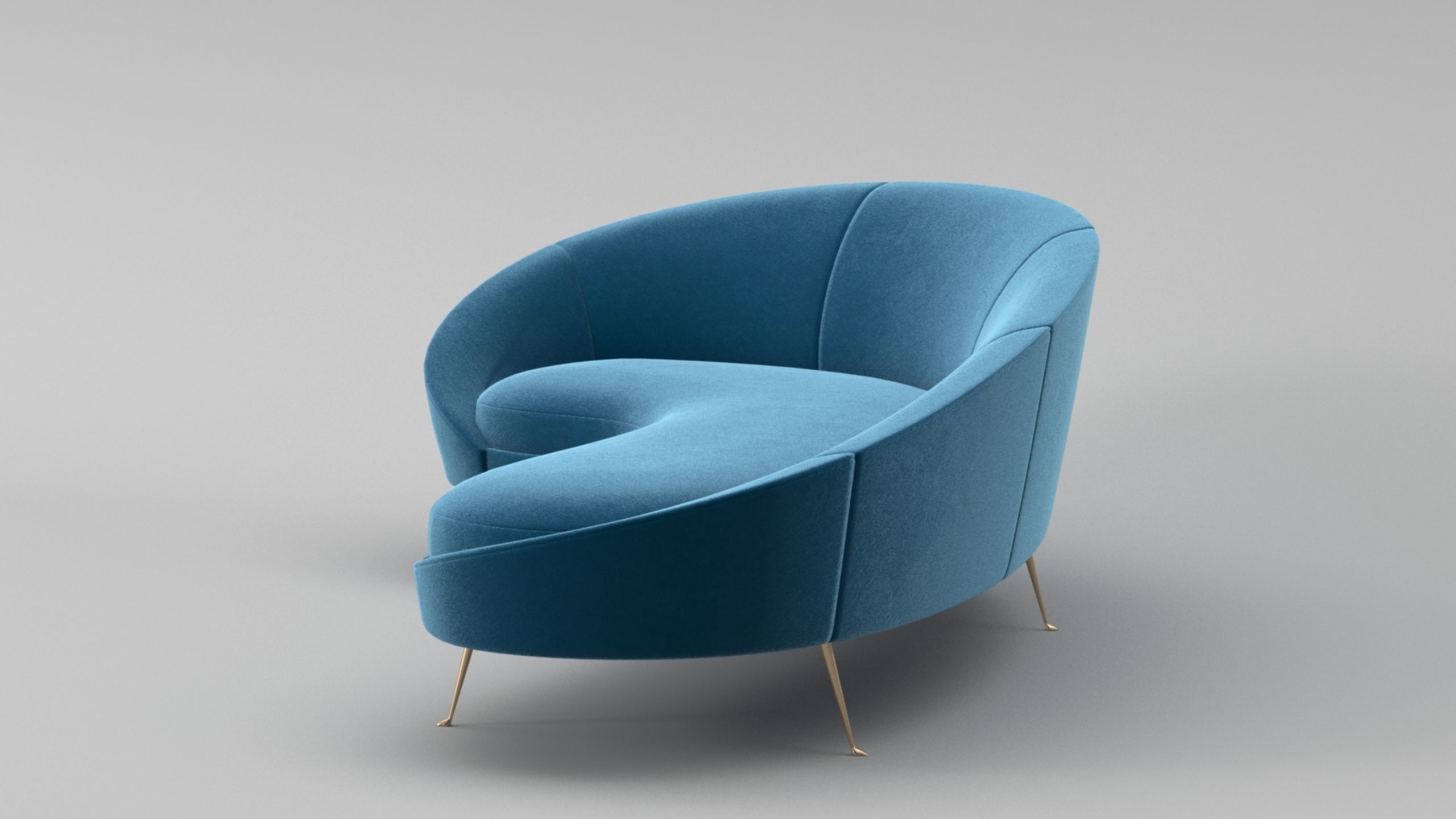 Ico Parisi Style Modern Curved Sofa 02  With Pro Studio Scene 3D model_3