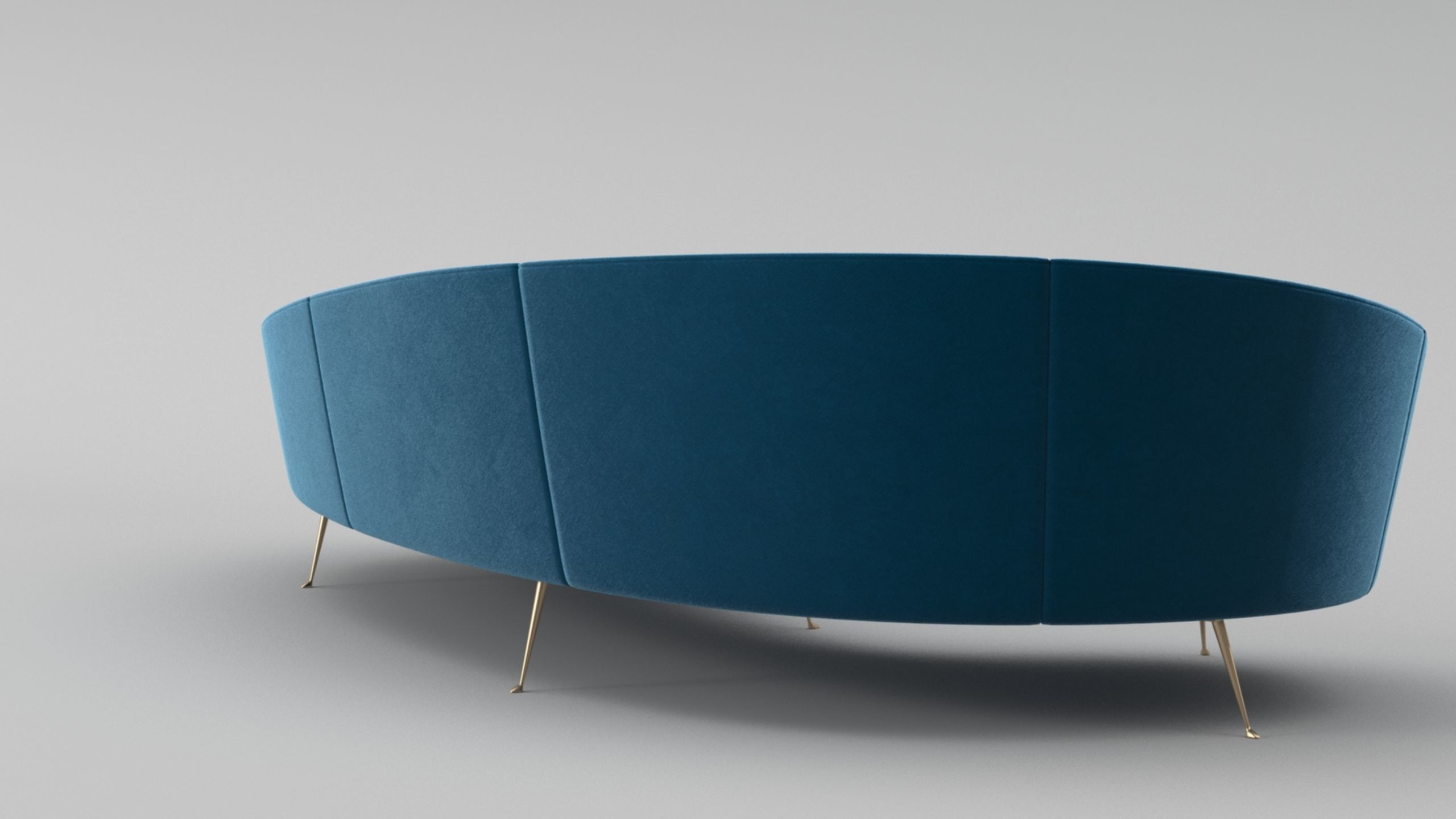 Ico Parisi Style Modern Curved Sofa 02  With Pro Studio Scene 3D model_6