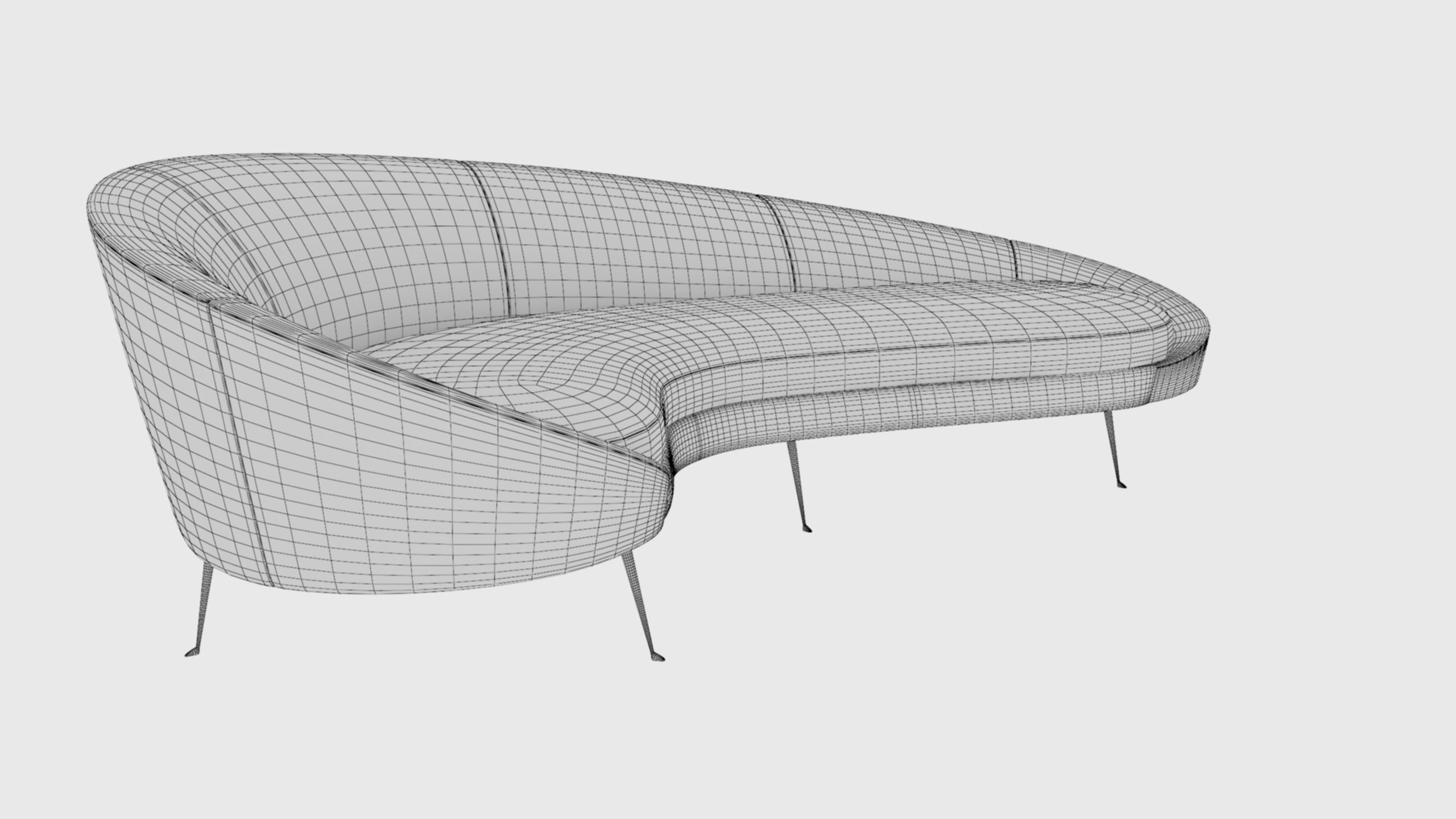 Ico Parisi Style Modern Curved Sofa 02  With Pro Studio Scene 3D model_21