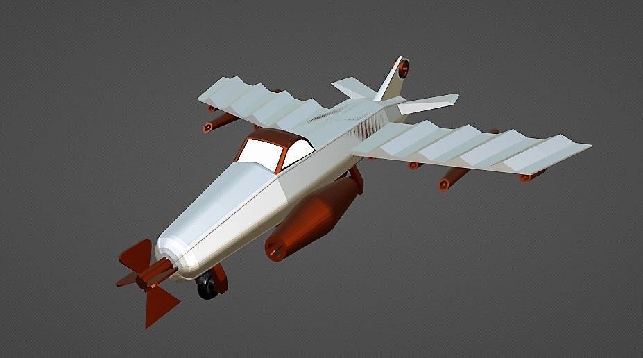 war jet low poly Low-poly 3D model_4