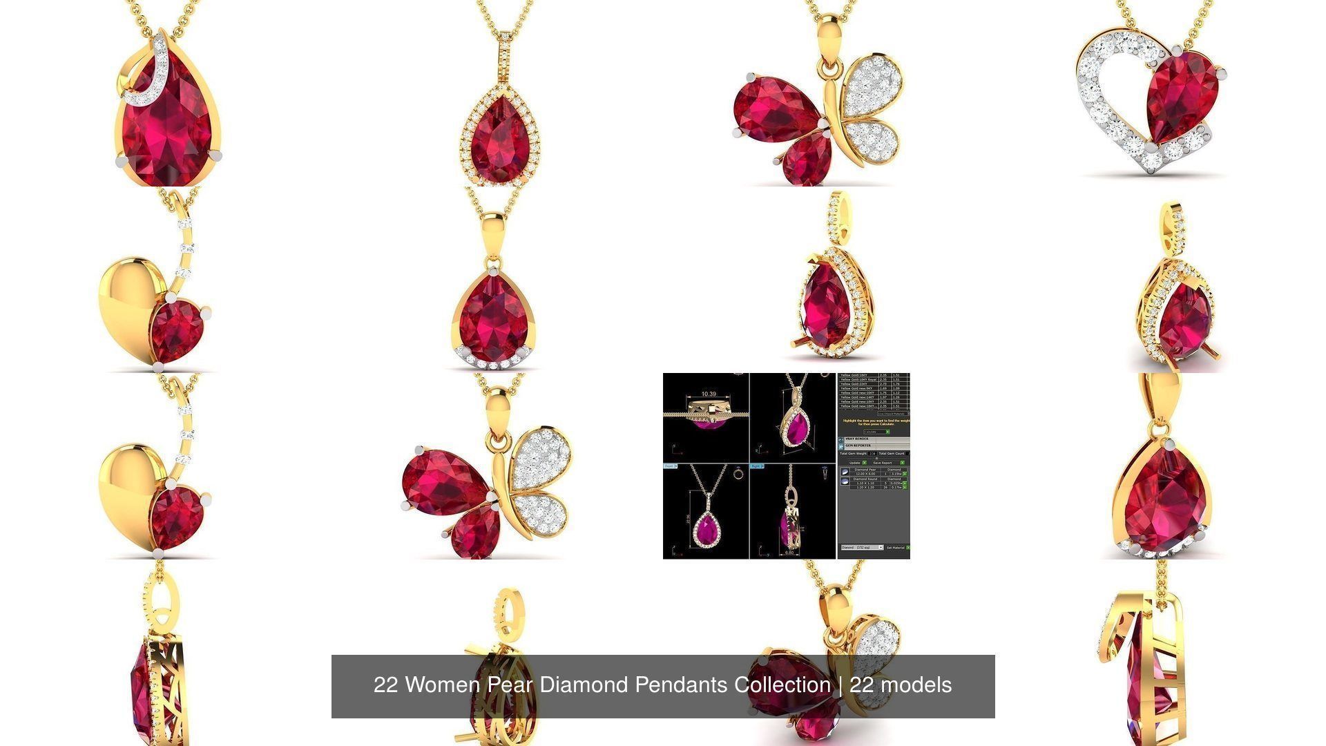 22 Women Pear Diamond Pendants Collection _2