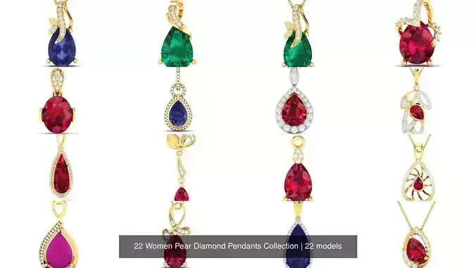 22 Women Pear Diamond Pendants Collection 