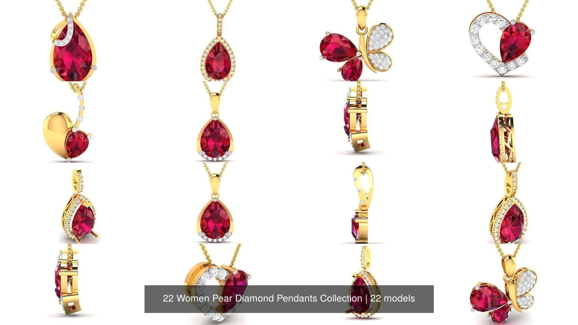 22 Women Pear Diamond Pendants Collection _3