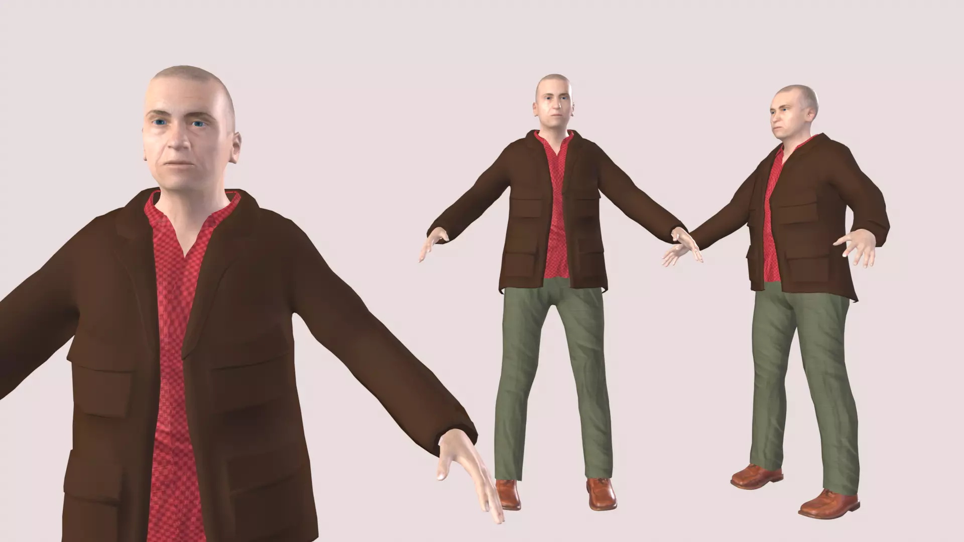 Character Rig Old Man 3D model Old men with rig VR / AR / low-poly | CGTrader