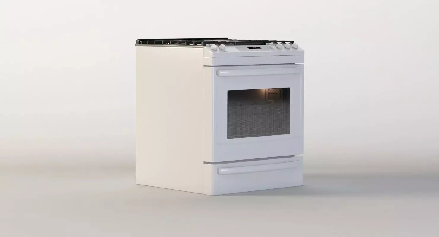 General Electric 30 White Slide In Convection Oven Gas Range 3D model