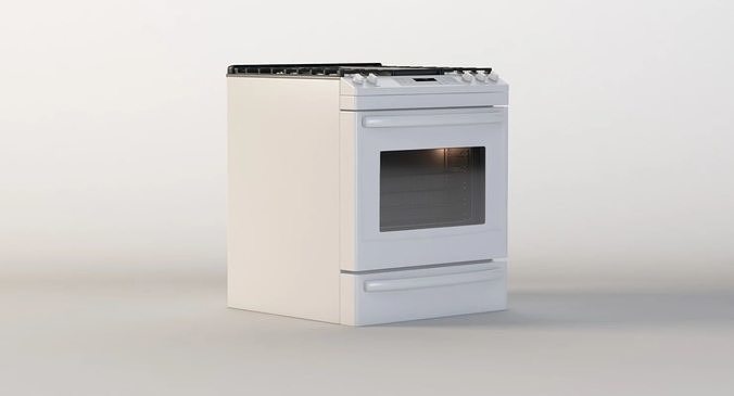 General Electric 30 White Slide In Convection Oven Gas Range 3D model