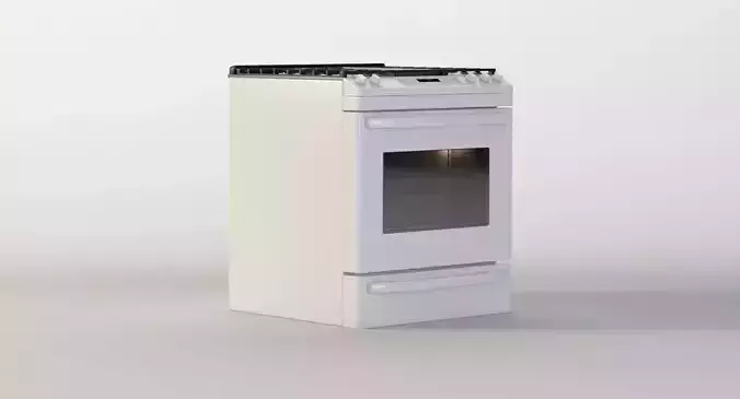 General Electric 30 White Slide In Convection Oven Gas Range 3D model