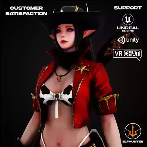 EXCLUSIVE ELF HUNTER EDITION RIGGED CHARACTER ELF WESTERN COWBOY