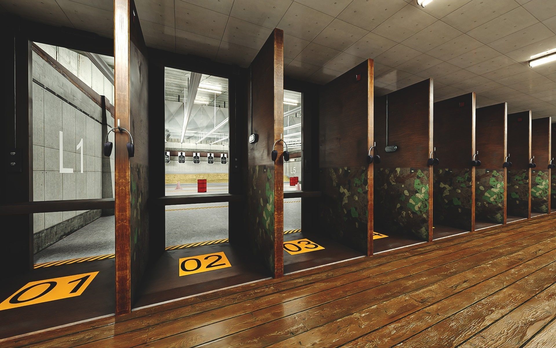 Gun Ranges Room Low-poly 3D model_2