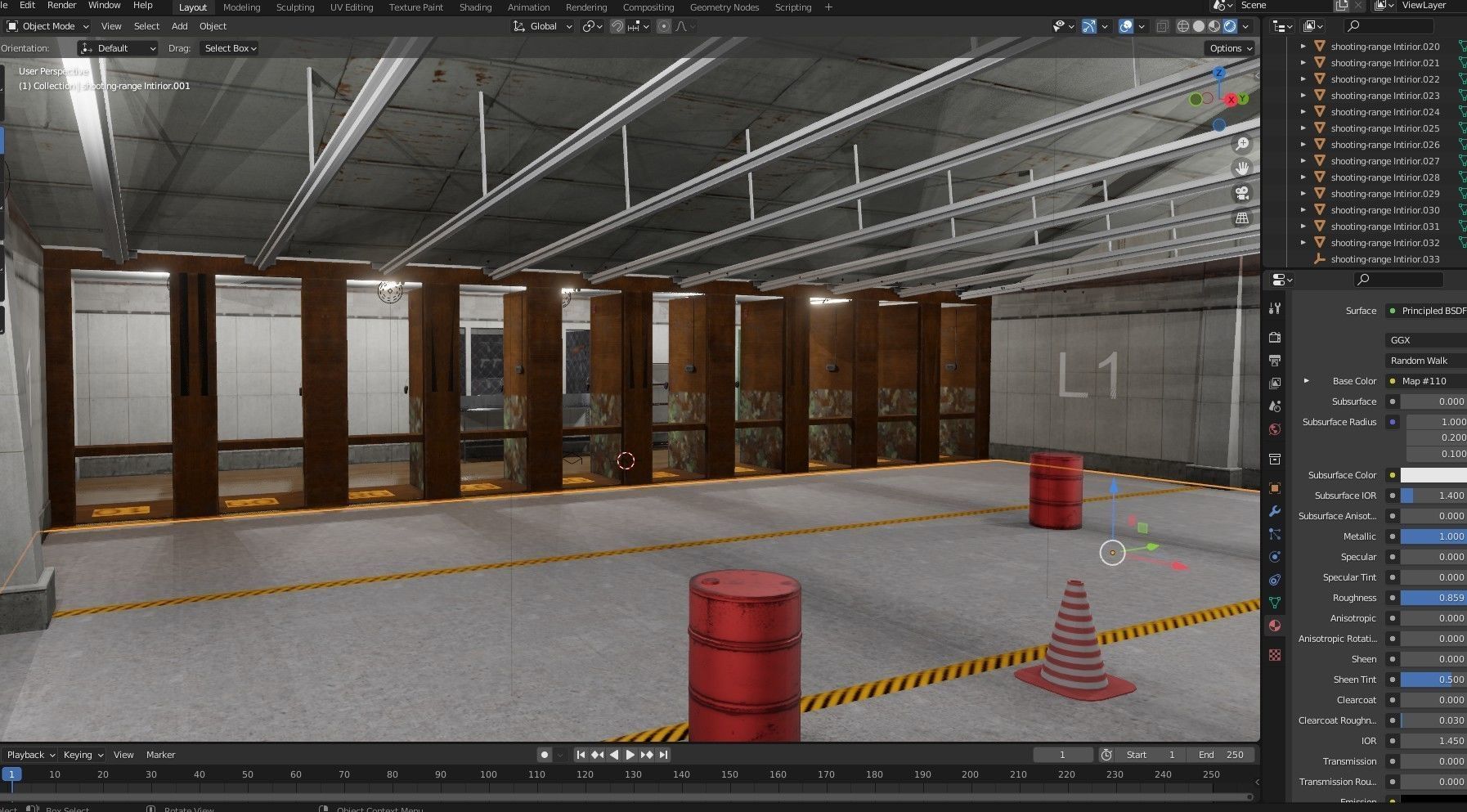 Gun Ranges Room Low-poly 3D model_22