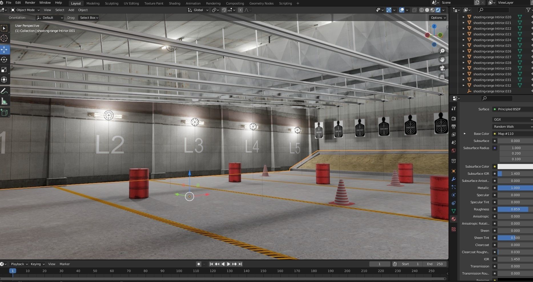 Gun Ranges Room Low-poly 3D model_23