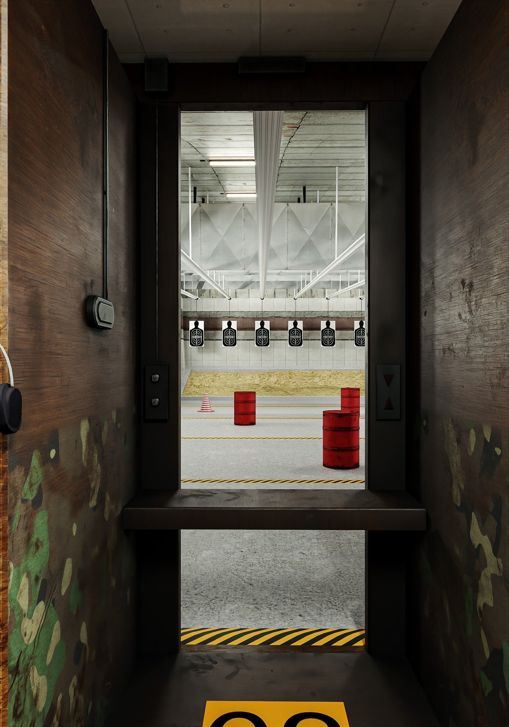 Gun Ranges Room Low-poly 3D model_16