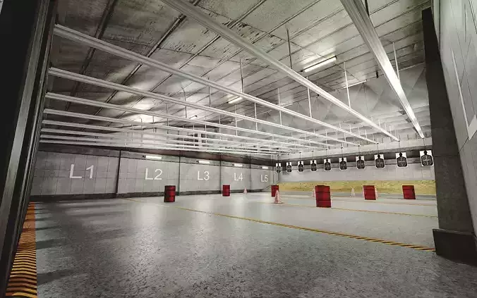 Gun Ranges Room Low-poly 3D model