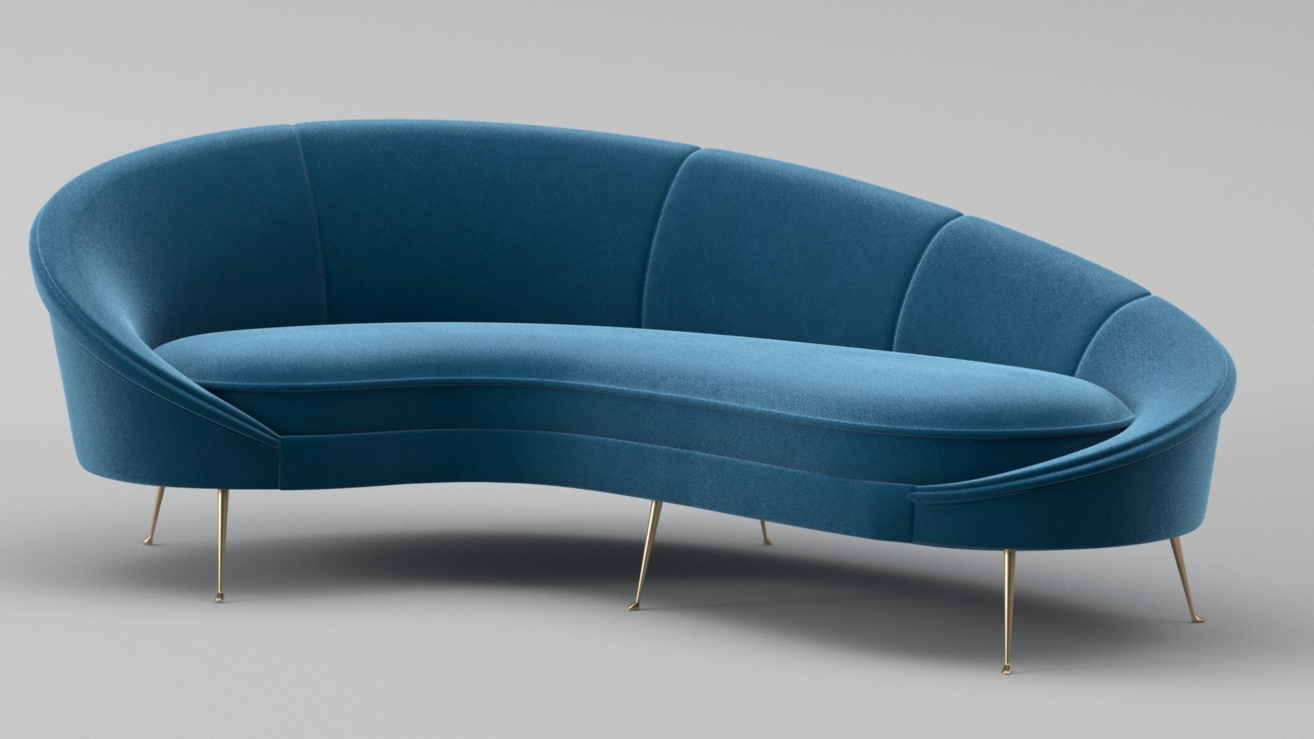 Ico Parisi Style Modern Curved Sofa Collection _7