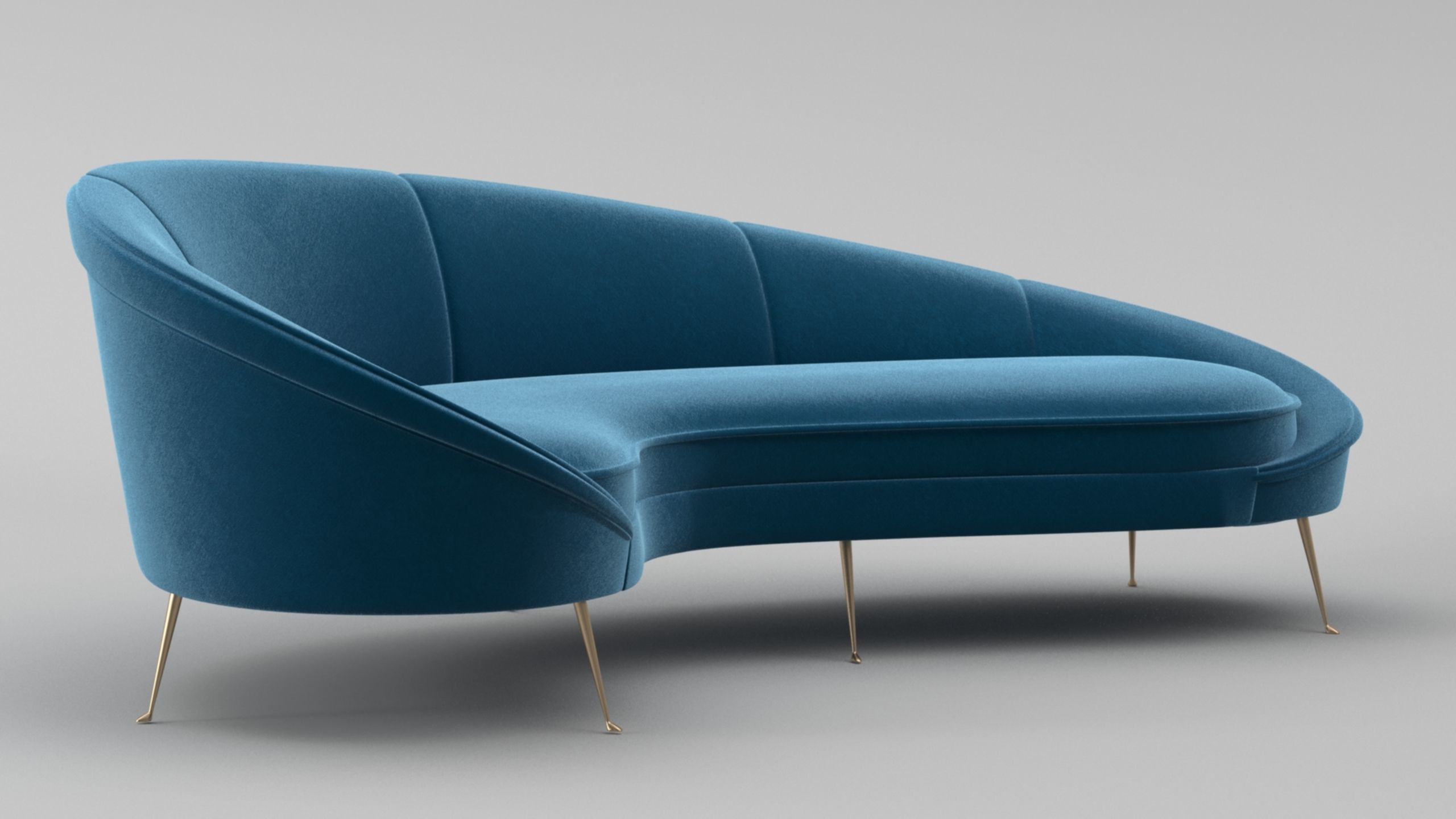 Ico Parisi Style Modern Curved Sofa Collection _5