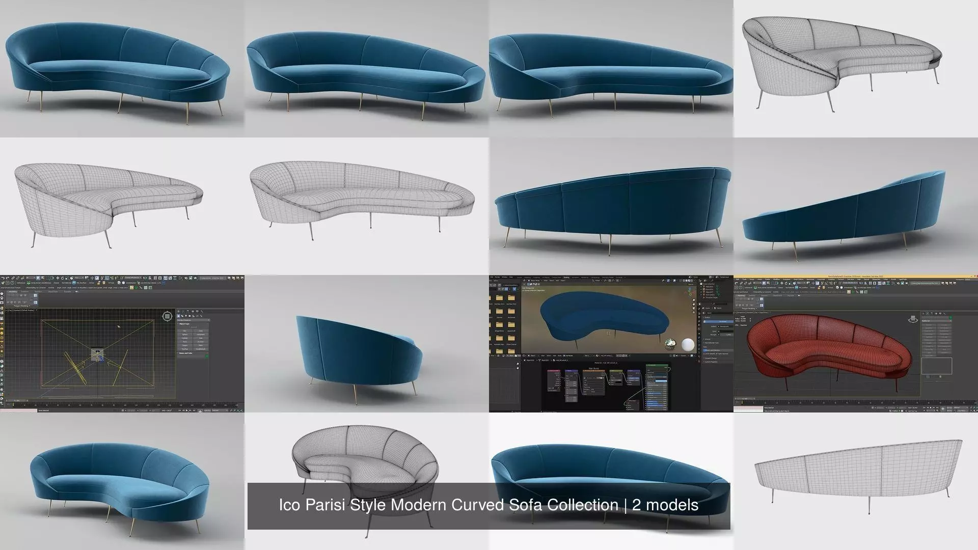 Ico Parisi Style Modern Curved Sofa Collection _1