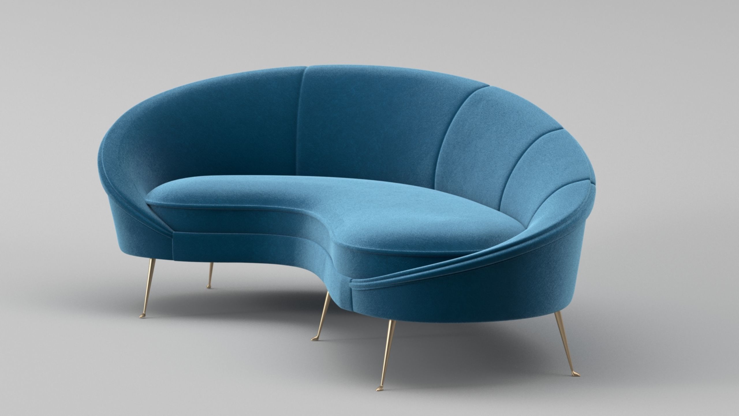 Ico Parisi Style Modern Curved Sofa Collection _4