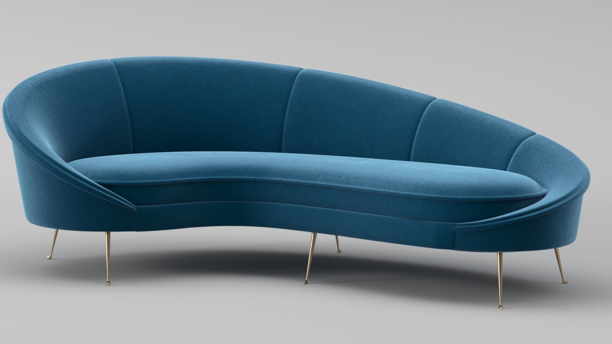 Ico Parisi Style Modern Curved Sofa Collection _8