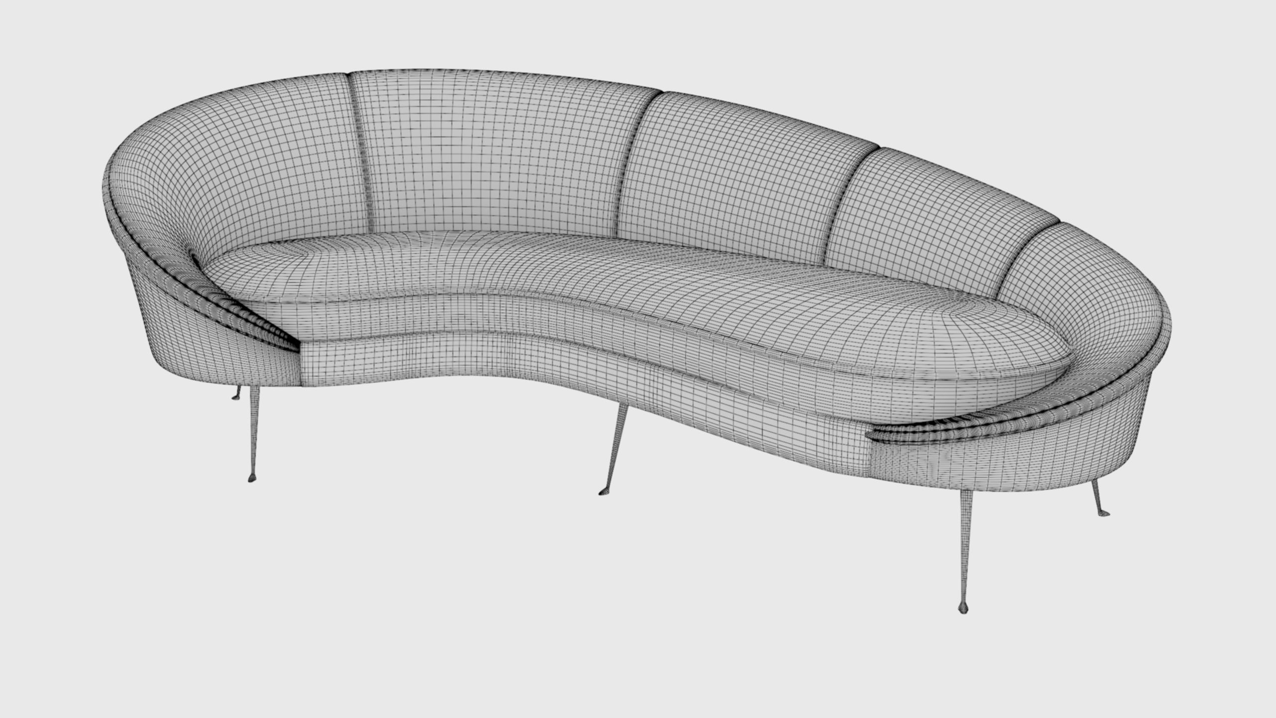 Ico Parisi Style Modern Curved Sofa Collection _9
