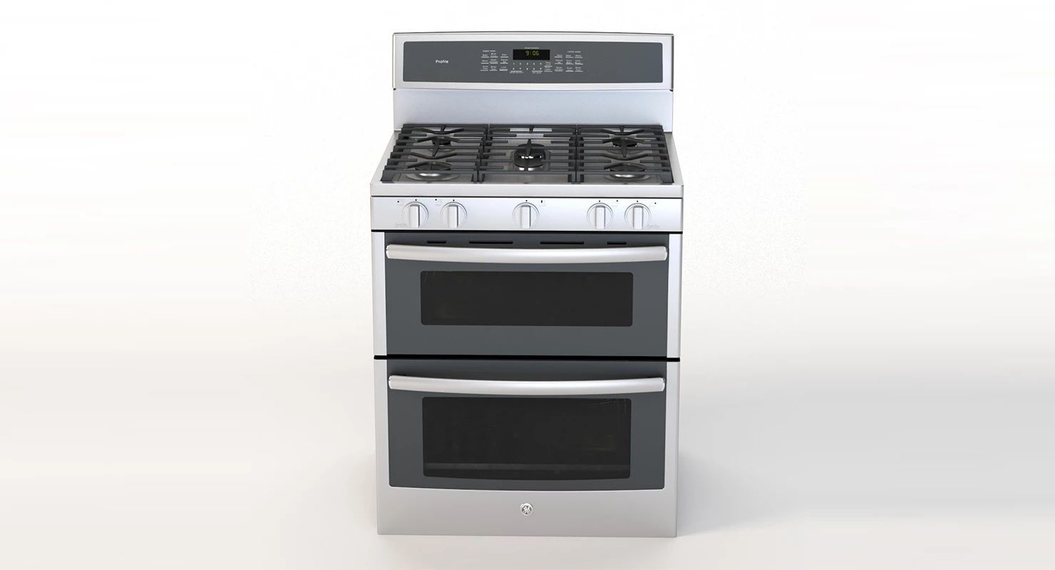 General Electric Free Standing Gas Double Oven Convection Range 3D model_9