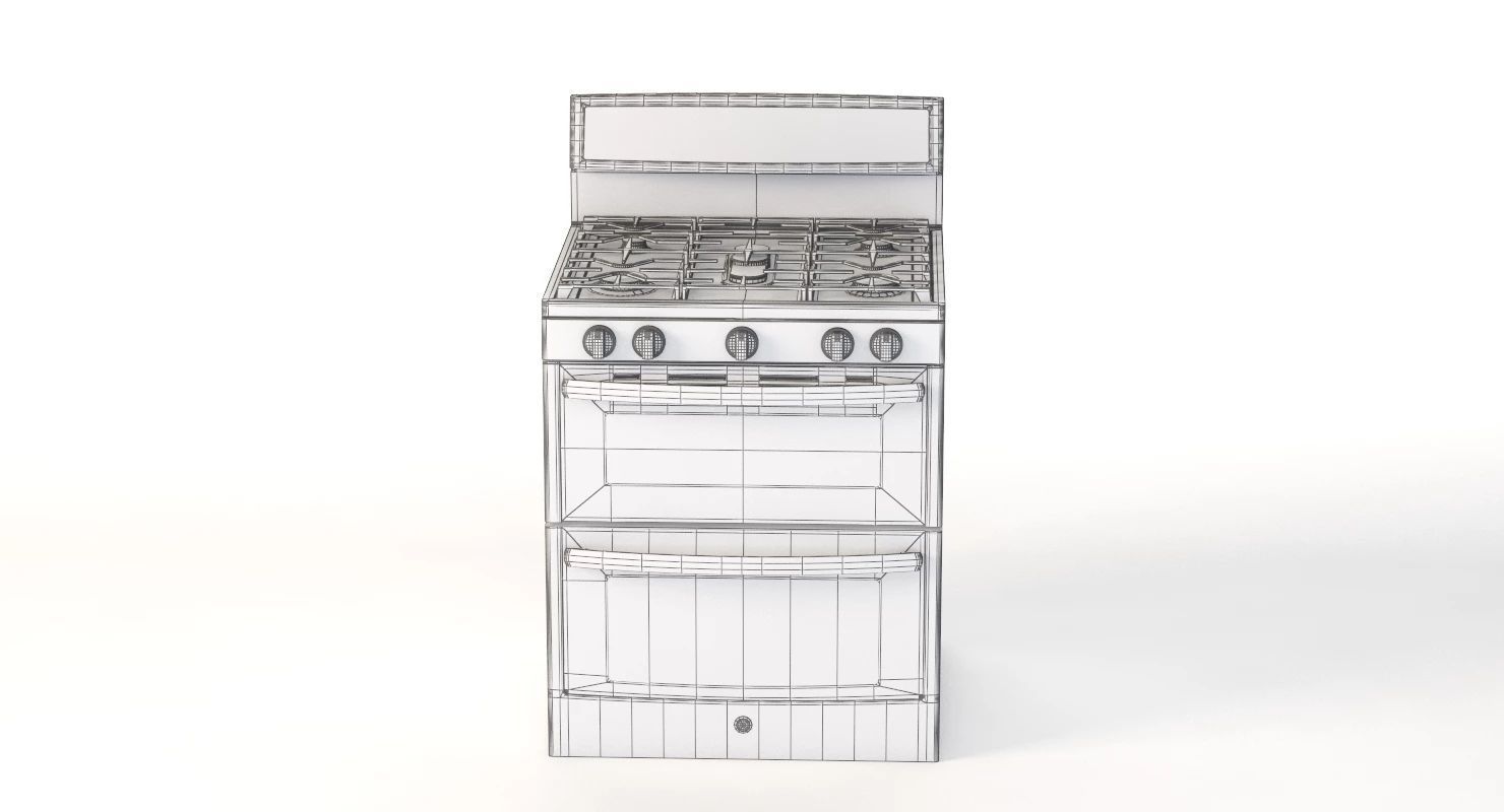 General Electric Free Standing Gas Double Oven Convection Range 3D model_7