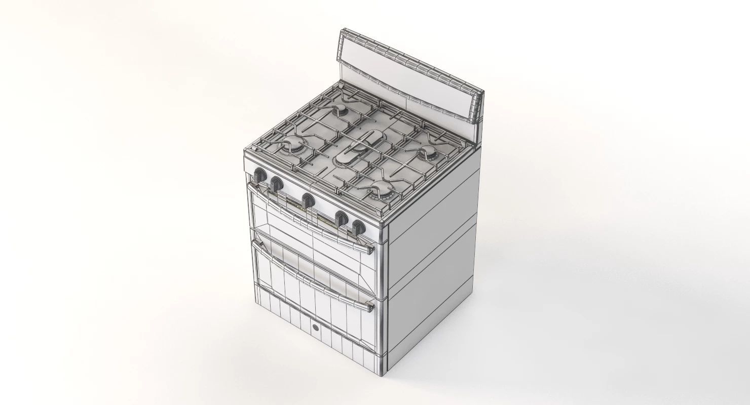 General Electric Free Standing Gas Double Oven Convection Range 3D model_8