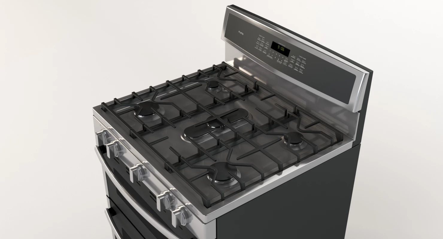 General Electric Free Standing Gas Double Oven Convection Range 3D model_10