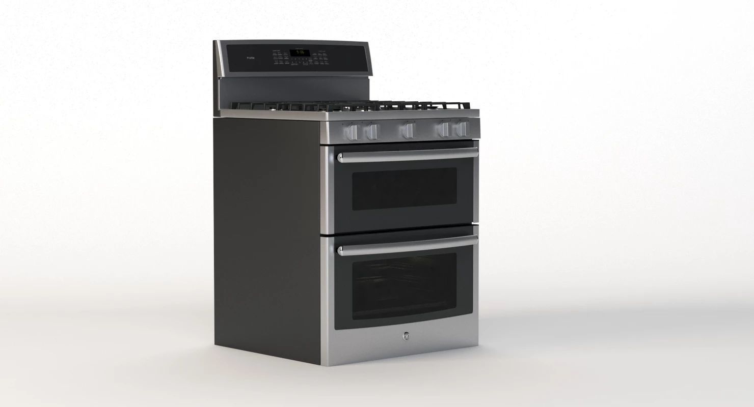 General Electric Free Standing Gas Double Oven Convection Range 3D model_1