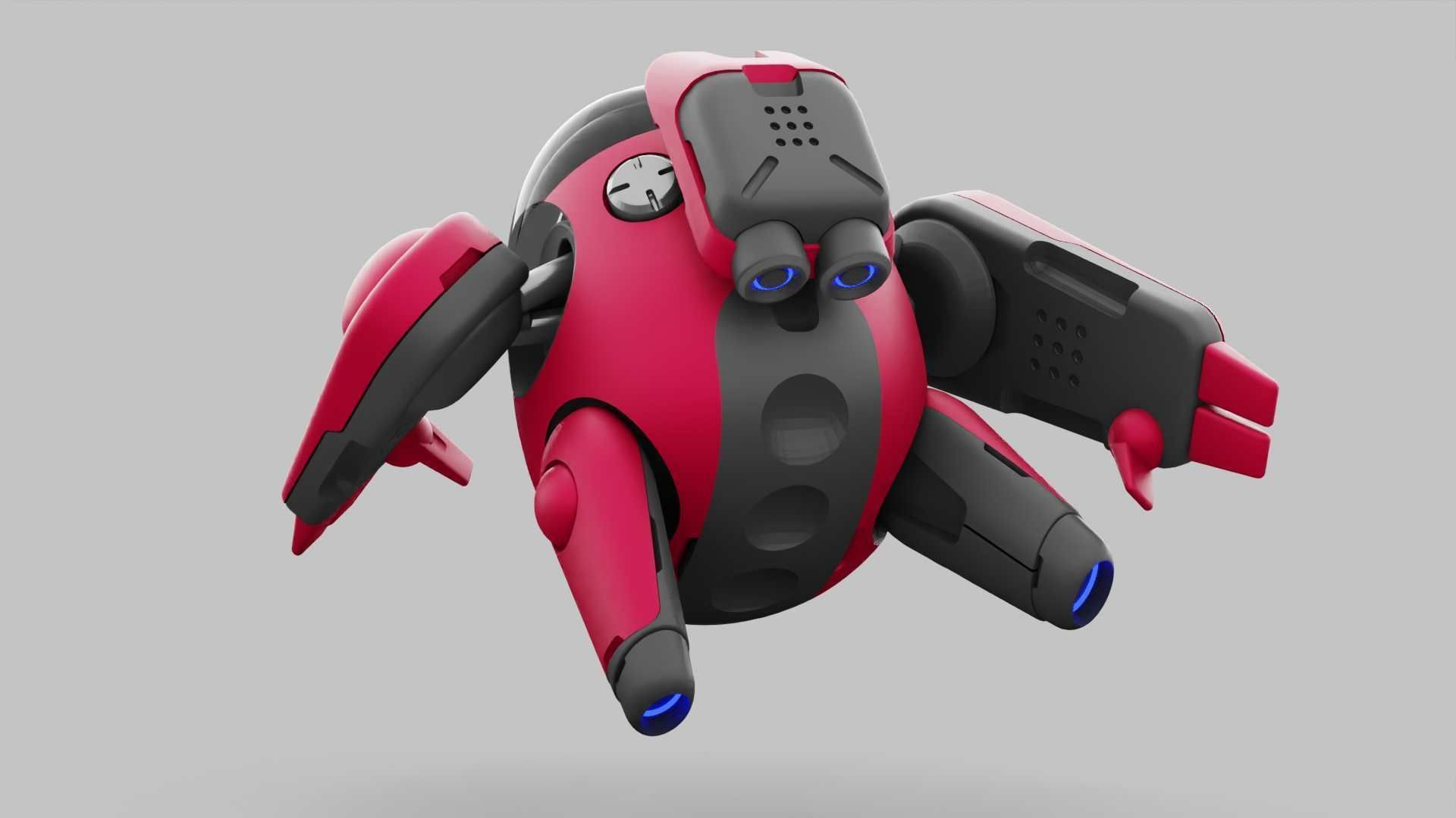 DRONE BOT R-500 RIGGED 3D model_8