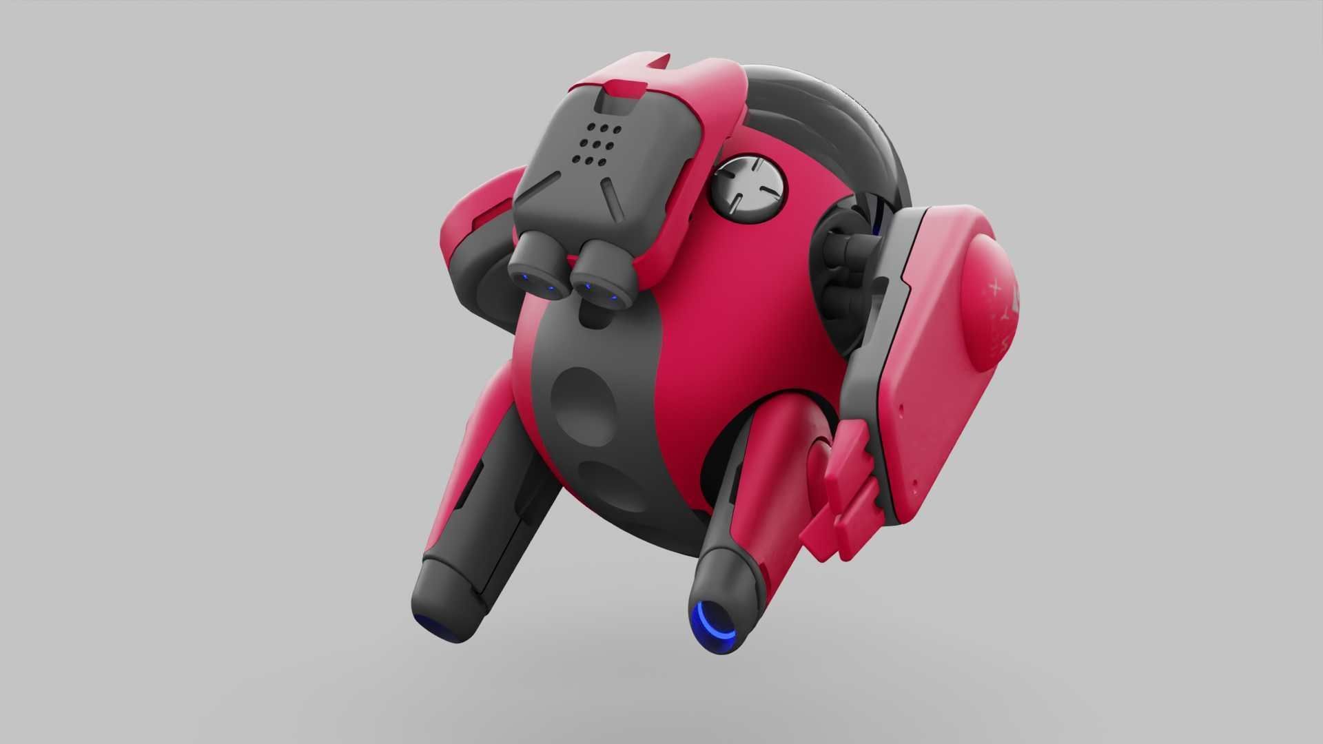 DRONE BOT R-500 RIGGED 3D model_10