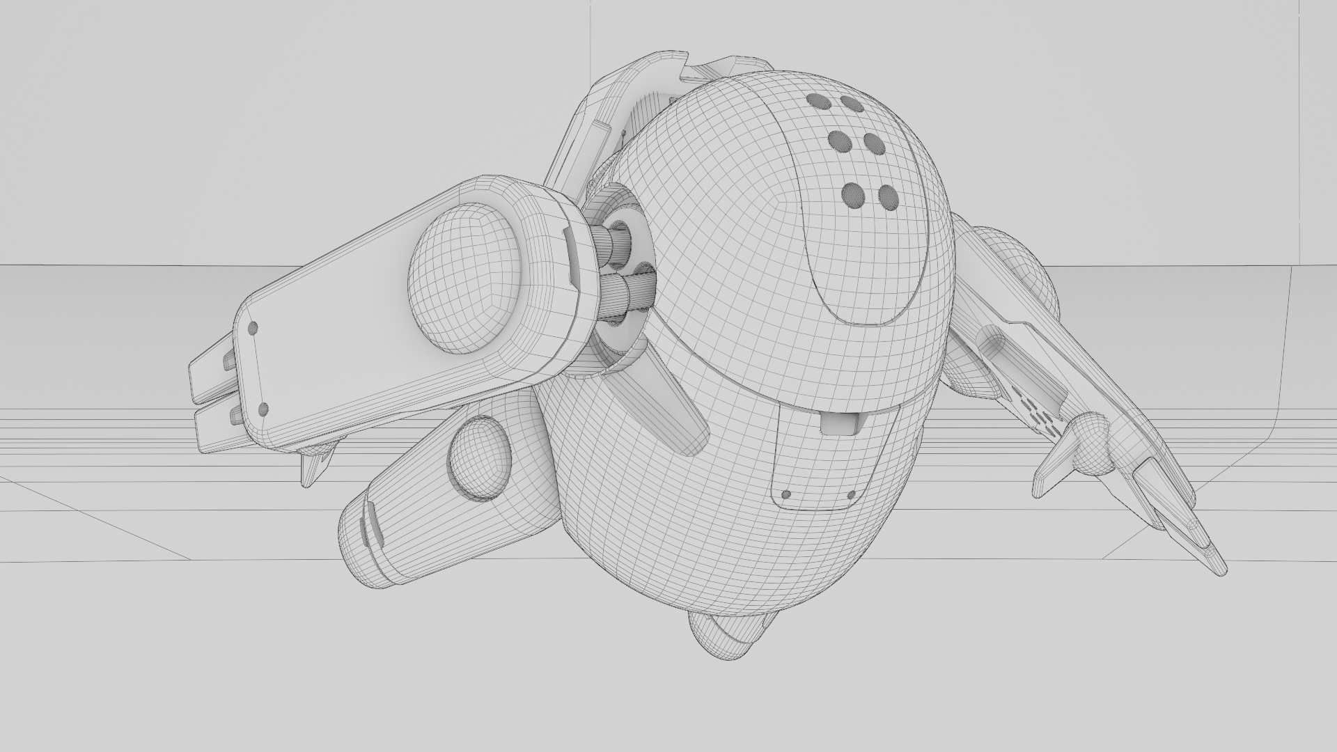 DRONE BOT R-500 RIGGED 3D model_37