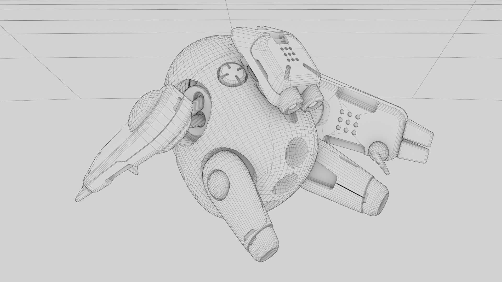 DRONE BOT R-500 RIGGED 3D model_38