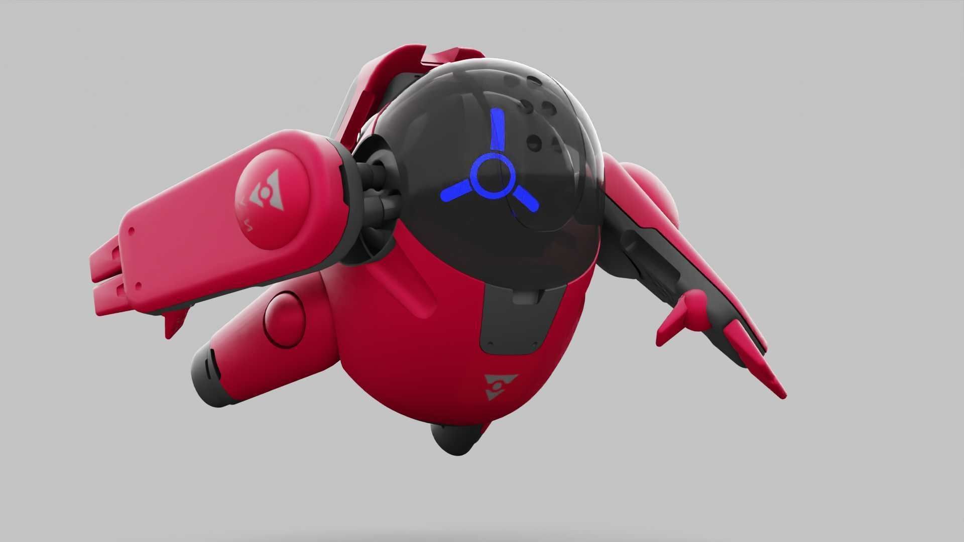DRONE BOT R-500 RIGGED 3D model_14