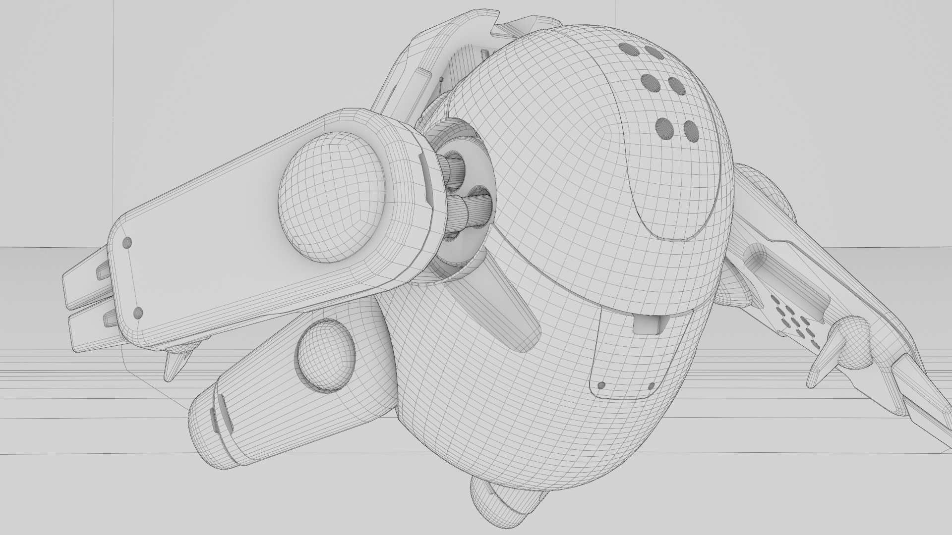 DRONE BOT R-500 RIGGED 3D model_39