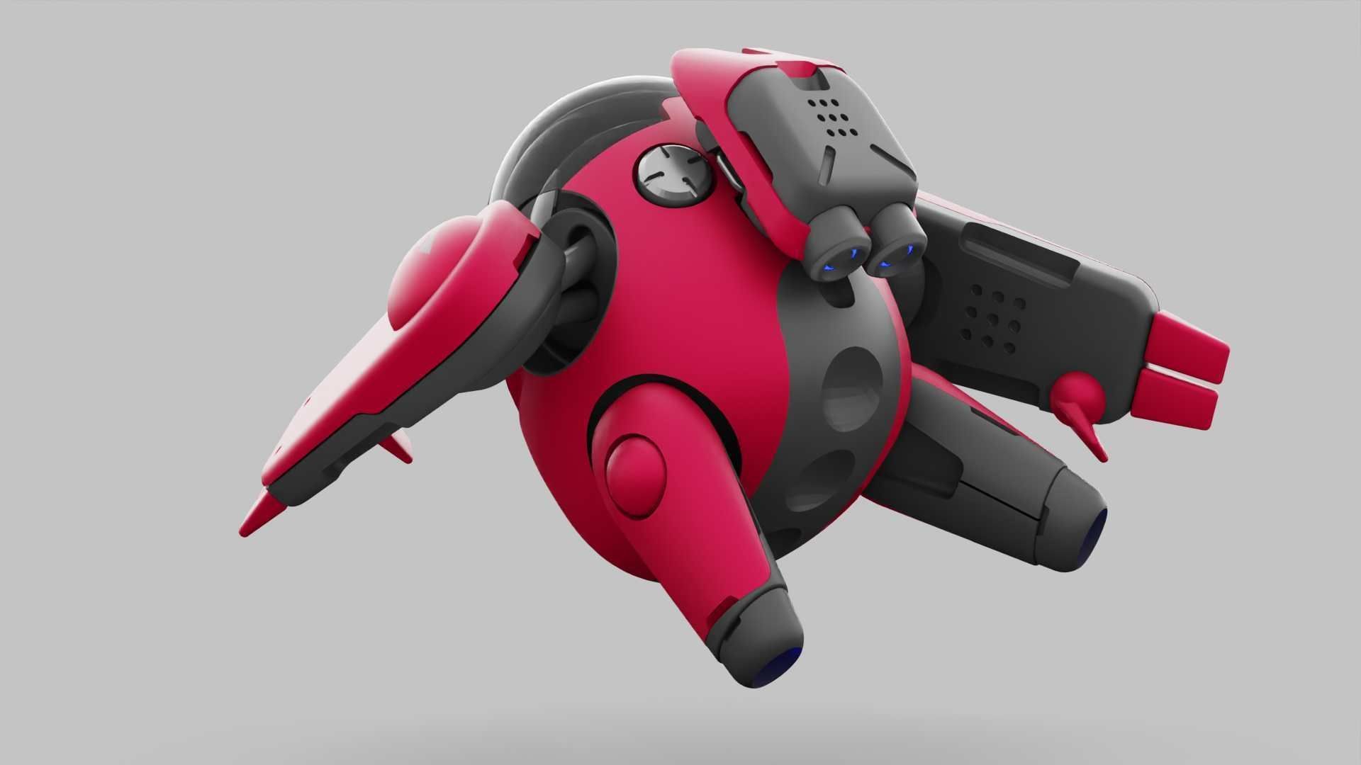 DRONE BOT R-500 RIGGED 3D model_7