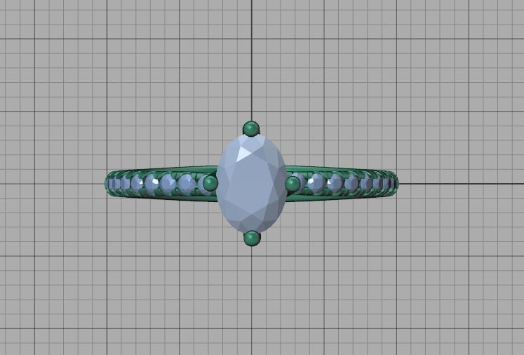 Solitaire Engagement Compass Set Four Claw Ring 7x5 Oval stone 3D model