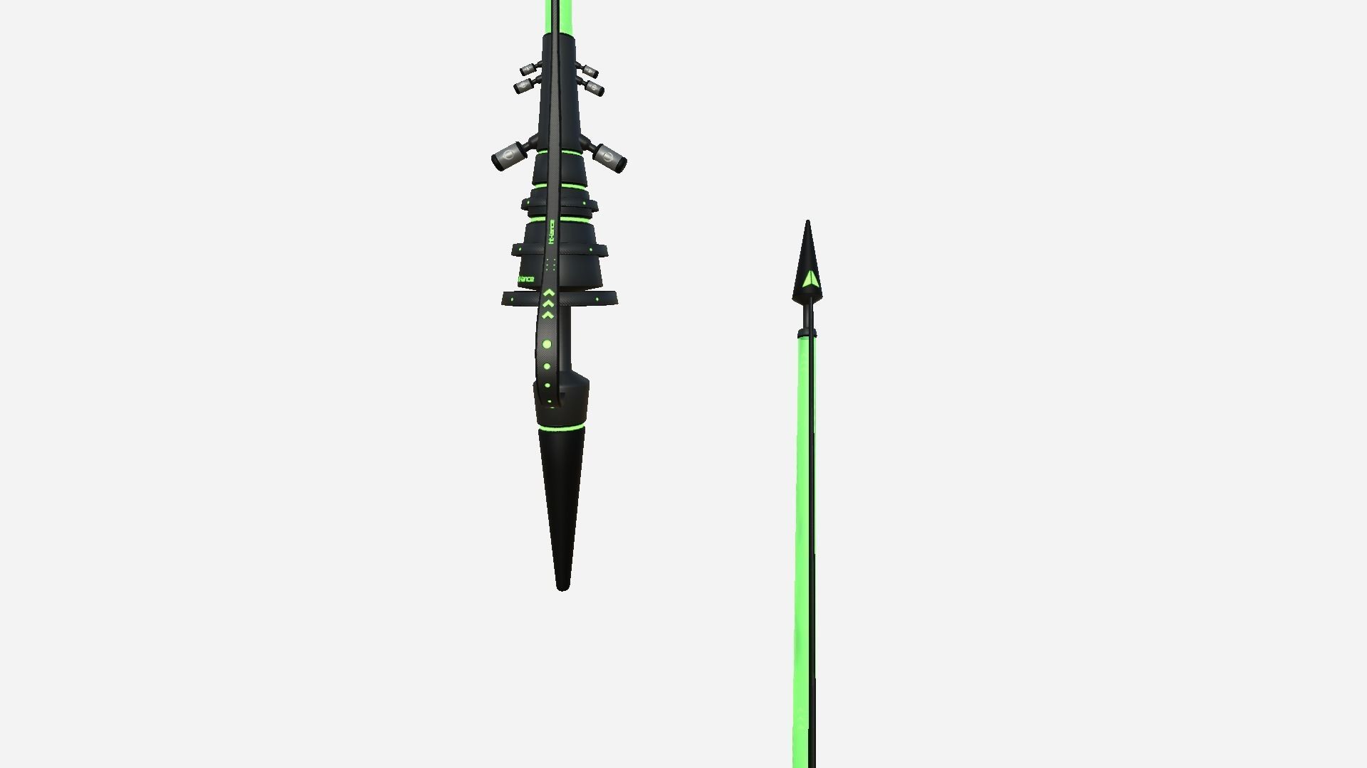 SciFi War Lance A03 Black Green - Sci Fi Weapon Design Low-poly 3D model_4