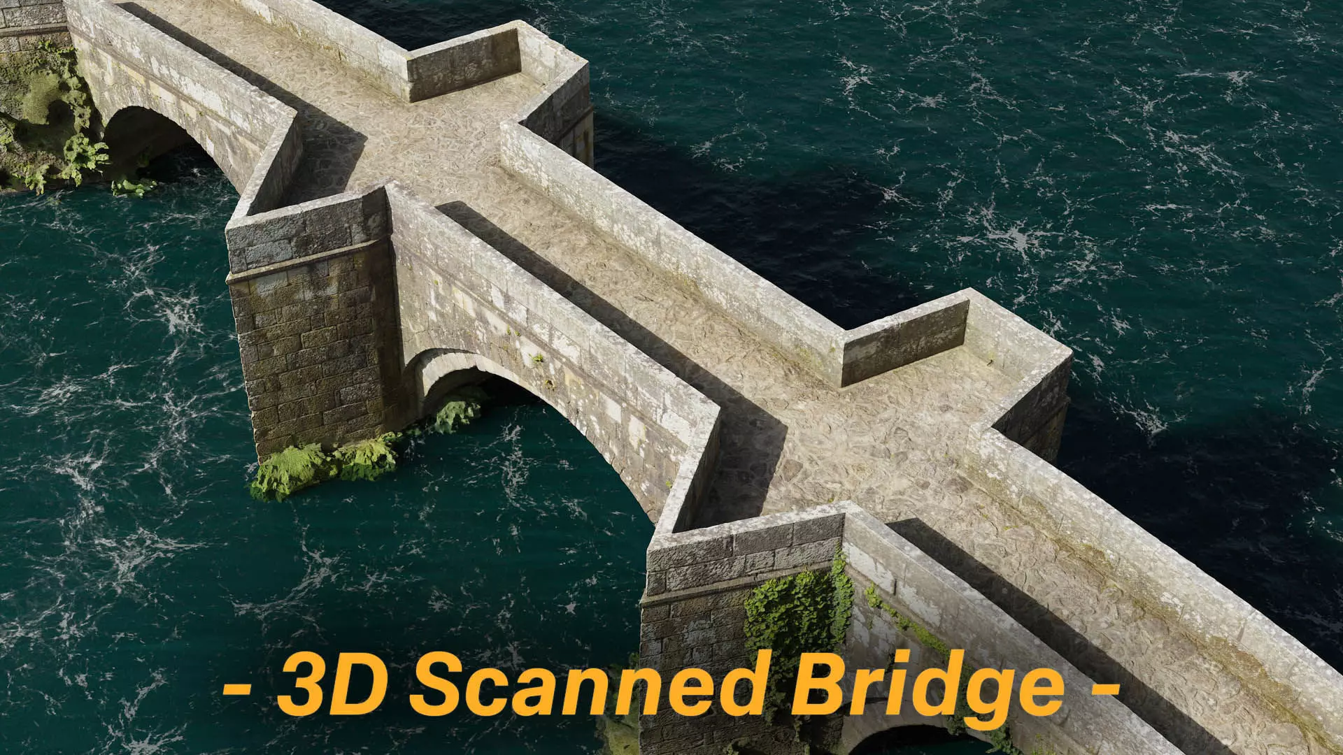Old Roman Stone Bridge Medieval 3D model_0