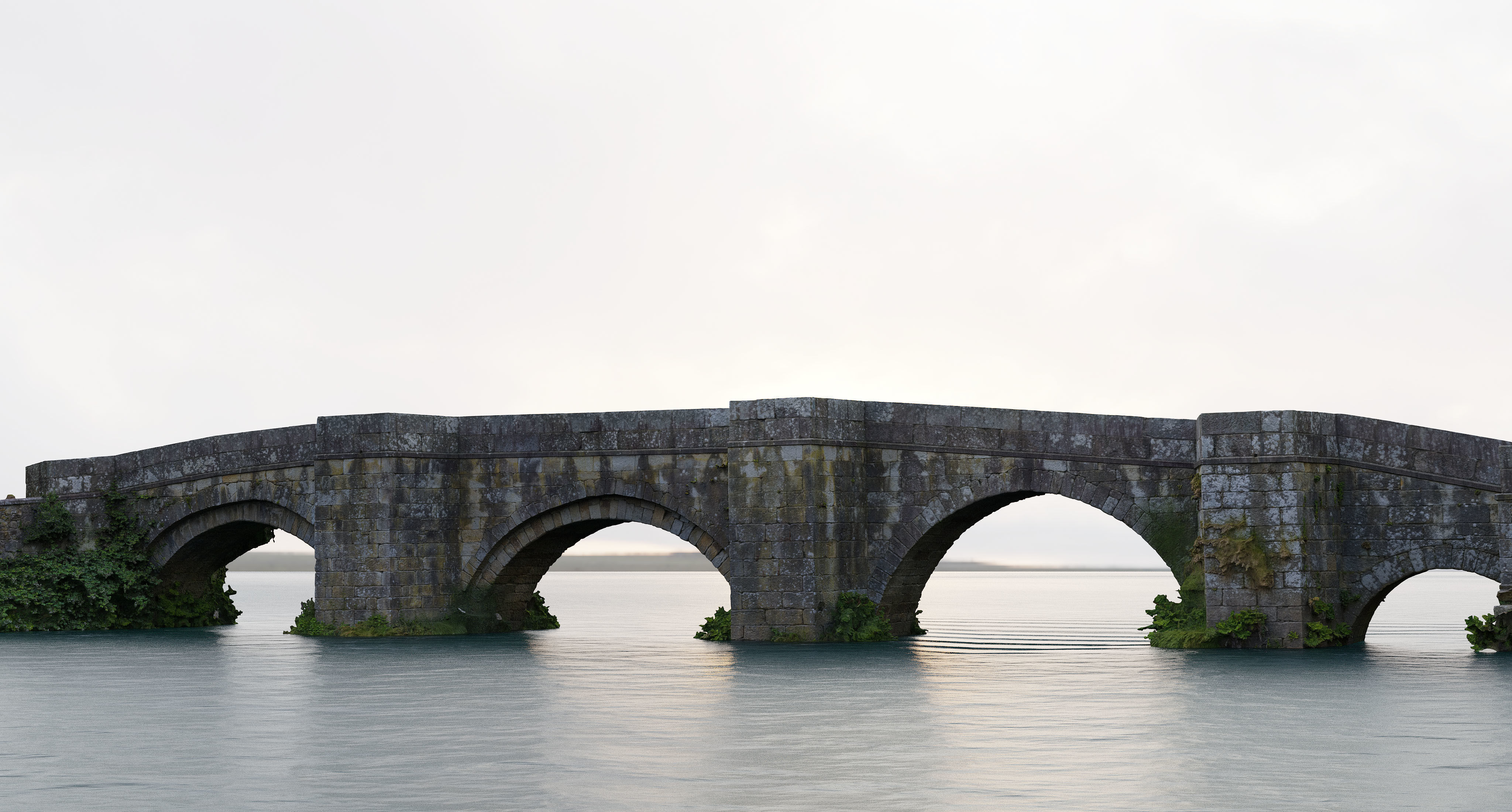 Old Roman Stone Bridge Medieval 3D model_2